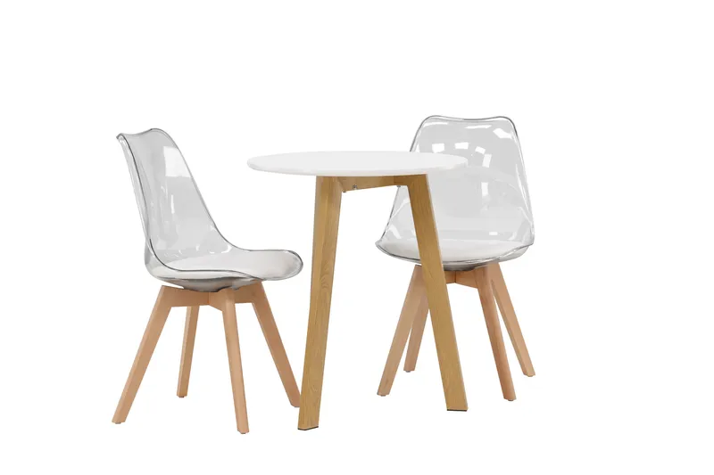 Leonora Matgrupp 65 cm Rund med 2 Edvin stolar - Vit - Möbler - Bord & matgrupper - Matgrupper