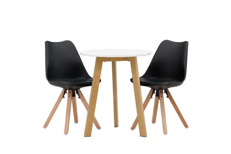 Leonora Matgrupp 65 cm Rund med 2 Zeno stolar - Svart - Möbler - Bord & matgrupper - Matgrupper
