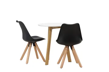Leonora Matgrupp 65 cm Rund med 2 Zeno stolar - Svart - Möbler - Bord & matgrupper - Matgrupper