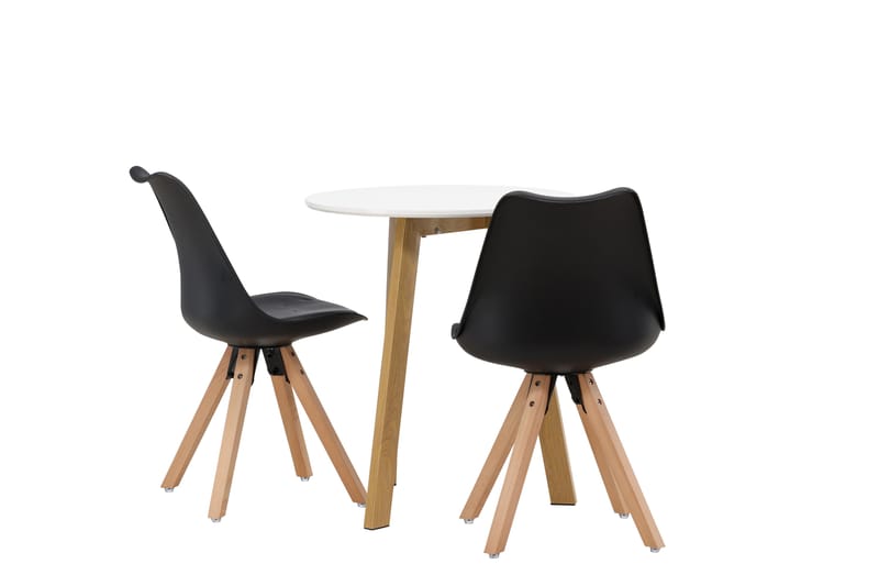 Leonora Matgrupp 65 cm Rund med 2 Zeno stolar - Svart - Möbler - Bord & matgrupper - Matgrupper
