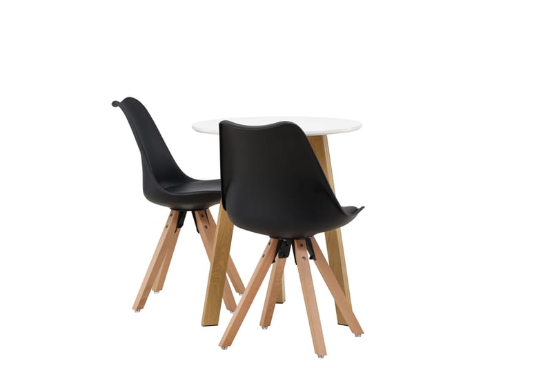 Leonora Matgrupp 65 cm Rund med 2 Zeno stolar - Svart - Möbler - Bord & matgrupper - Matgrupper
