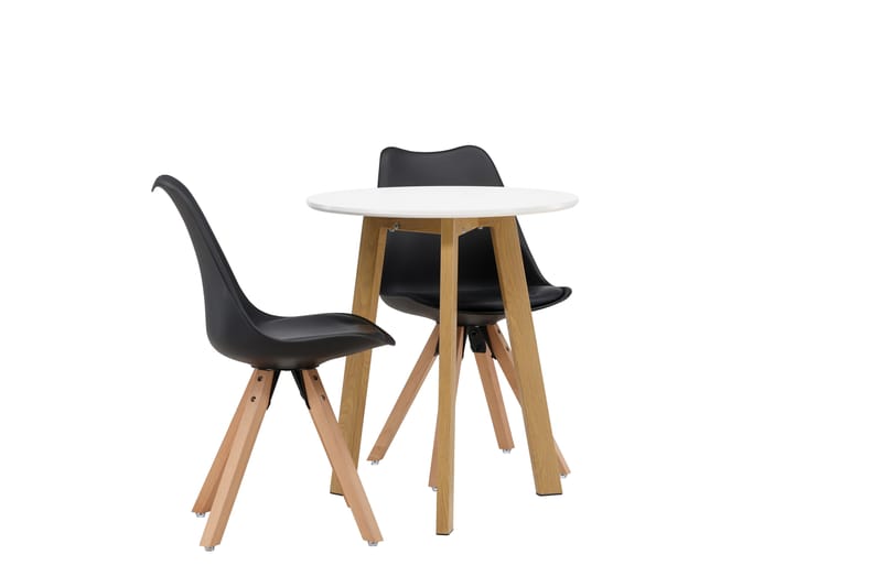 Leonora Matgrupp 65 cm Rund med 2 Zeno stolar - Svart - Möbler - Bord & matgrupper - Matgrupper