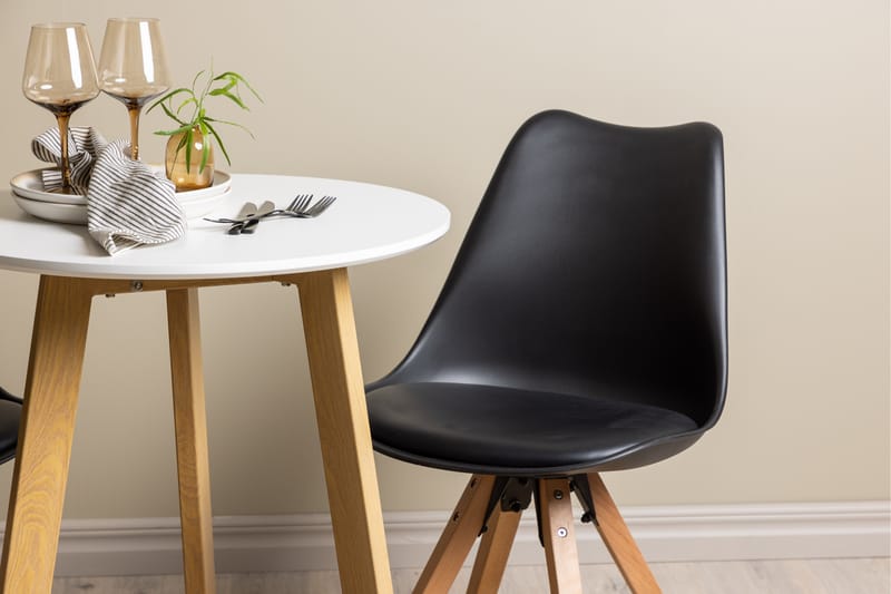 Leonora Matgrupp 65 cm Rund med 2 Zeno stolar - Svart - Möbler - Bord & matgrupper - Matgrupper