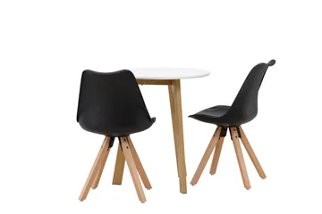 Leonora Matgrupp 65 cm Rund med 2 Zeno stolar - Svart - Möbler - Bord & matgrupper - Matgrupper