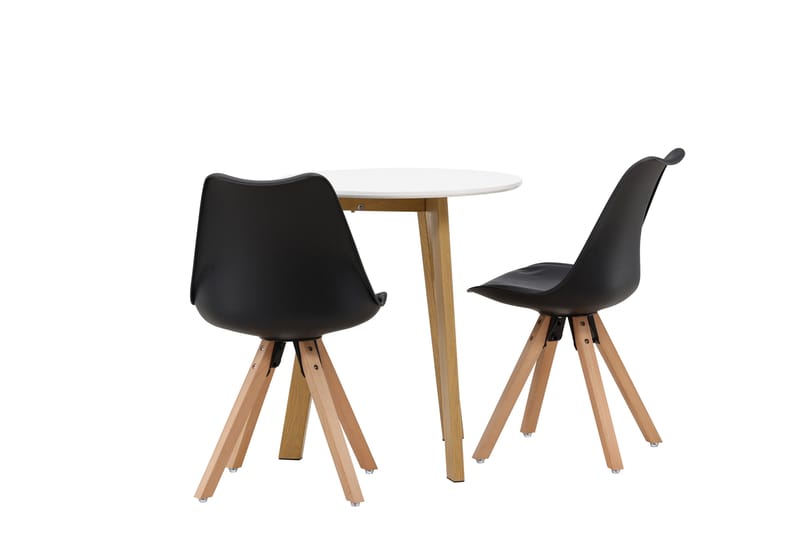 Leonora Matgrupp 65 cm Rund med 2 Zeno stolar - Svart - Möbler - Bord & matgrupper - Matgrupper