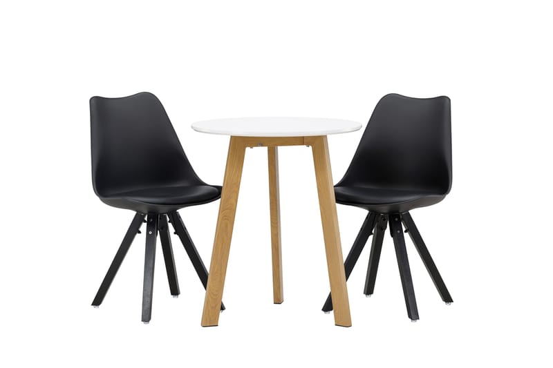 Leonora Matgrupp 65 cm Rund med 2 Zeno stolar - Svart - Möbler - Bord & matgrupper - Matgrupper