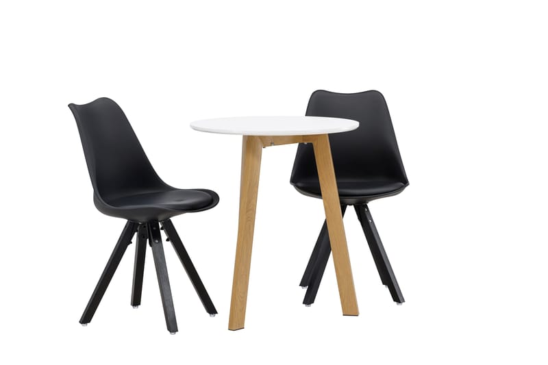 Leonora Matgrupp 65 cm Rund med 2 Zeno stolar - Svart - Möbler - Bord & matgrupper - Matgrupper