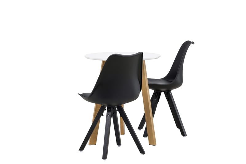 Leonora Matgrupp 65 cm Rund med 2 Zeno stolar - Svart - Möbler - Bord & matgrupper - Matgrupper