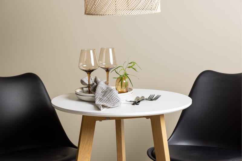 Leonora Matgrupp 65 cm Rund med 2 Zeno stolar - Svart - Möbler - Bord & matgrupper - Matgrupper