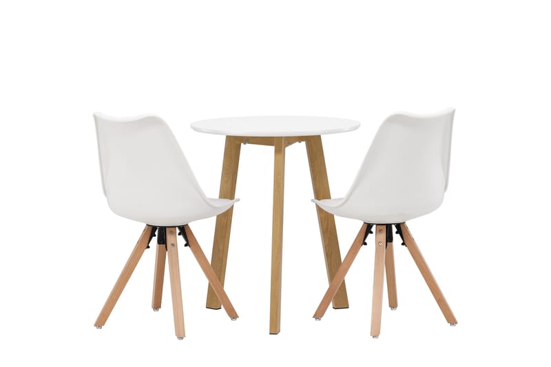 Leonora Matgrupp  65 cm Rund med 2 Zeno stolar - Vit - Möbler - Bord & matgrupper - Matgrupper