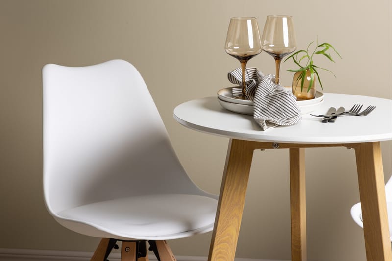 Leonora Matgrupp  65 cm Rund med 2 Zeno stolar - Vit - Möbler - Bord & matgrupper - Matgrupper