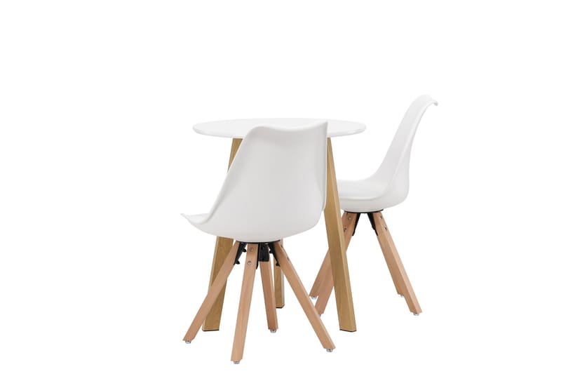 Leonora Matgrupp  65 cm Rund med 2 Zeno stolar - Vit - Möbler - Bord & matgrupper - Matgrupper
