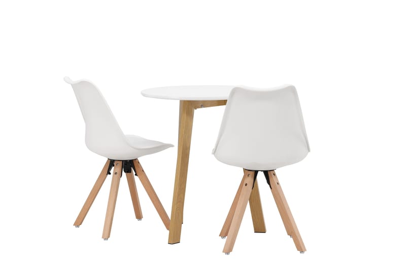 Leonora Matgrupp  65 cm Rund med 2 Zeno stolar - Vit - Möbler - Bord & matgrupper - Matgrupper