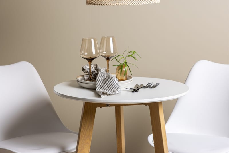 Leonora Matgrupp  65 cm Rund med 2 Zeno stolar - Vit - Möbler - Bord & matgrupper - Matgrupper