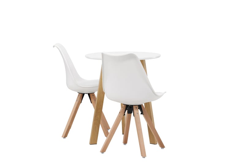 Leonora Matgrupp  65 cm Rund med 2 Zeno stolar - Vit - Möbler - Bord & matgrupper - Matgrupper