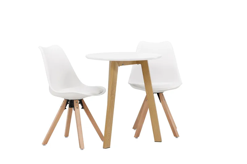 Leonora Matgrupp  65 cm Rund med 2 Zeno stolar - Vit - Möbler - Bord & matgrupper - Matgrupper