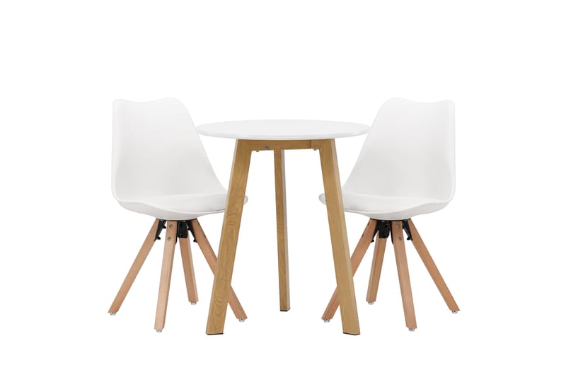 Leonora Matgrupp  65 cm Rund med 2 Zeno stolar, Vit