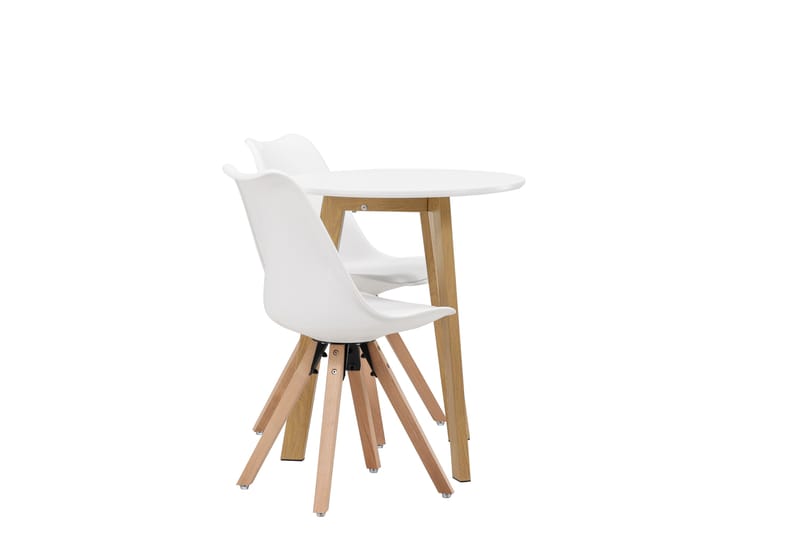 Leonora Matgrupp  65 cm Rund med 2 Zeno stolar - Vit - Möbler - Bord & matgrupper - Matgrupper
