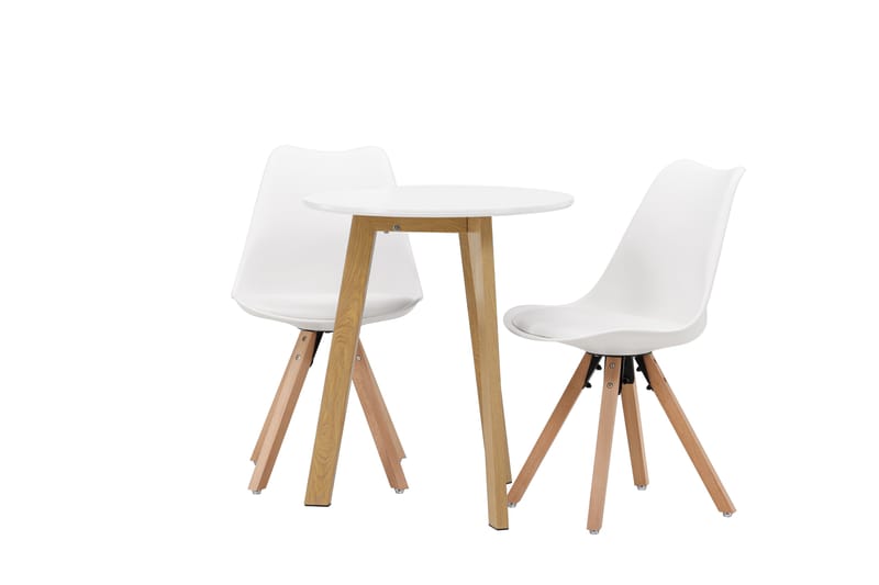 Leonora Matgrupp  65 cm Rund med 2 Zeno stolar - Vit - Möbler - Bord & matgrupper - Matgrupper