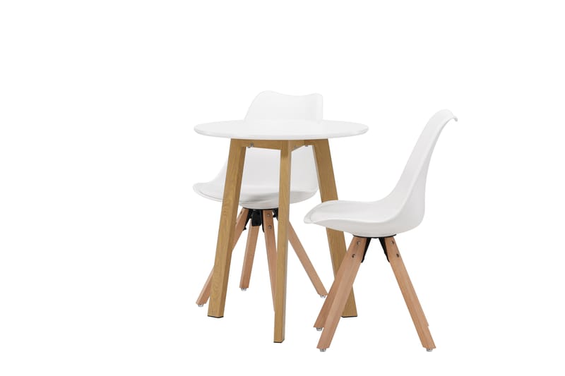 Leonora Matgrupp  65 cm Rund med 2 Zeno stolar - Vit - Möbler - Bord & matgrupper - Matgrupper