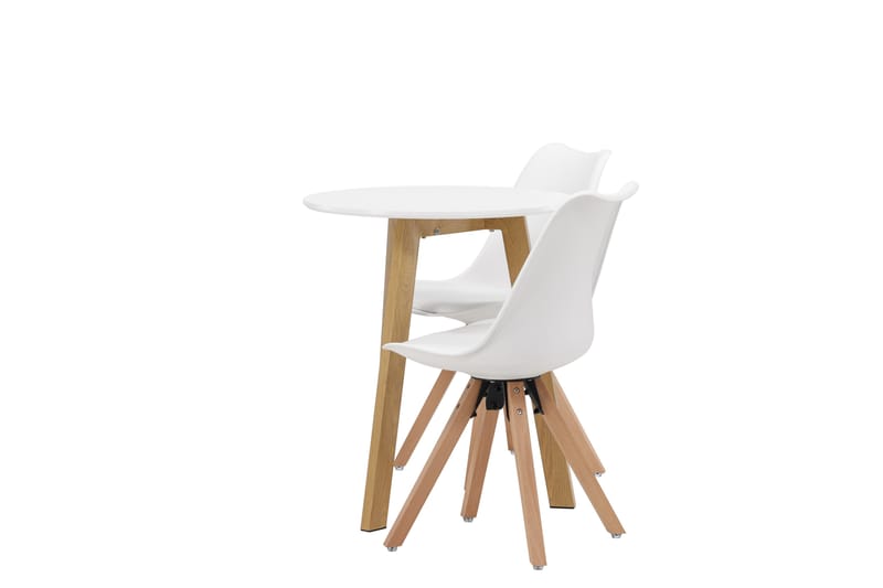 Leonora Matgrupp  65 cm Rund med 2 Zeno stolar - Vit - Möbler - Bord & matgrupper - Matgrupper