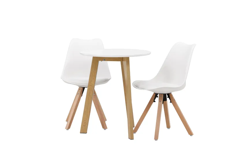 Leonora Matgrupp  65 cm Rund med 2 Zeno stolar - Vit - Möbler - Bord & matgrupper - Matgrupper