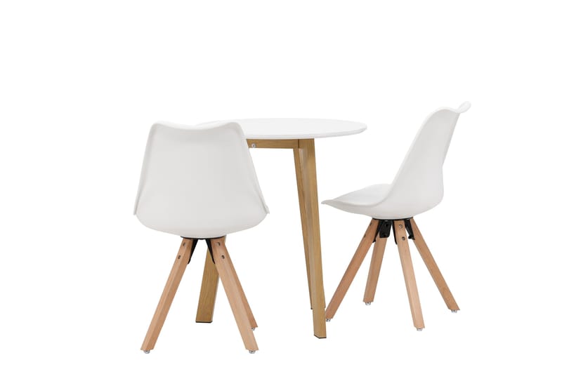 Leonora Matgrupp  65 cm Rund med 2 Zeno stolar - Vit - Möbler - Bord & matgrupper - Matgrupper