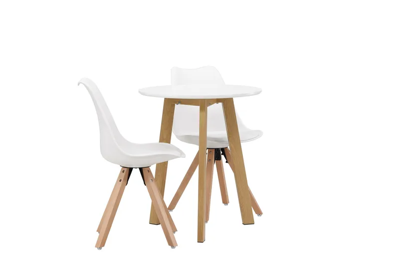 Leonora Matgrupp  65 cm Rund med 2 Zeno stolar - Vit - Möbler - Bord & matgrupper - Matgrupper