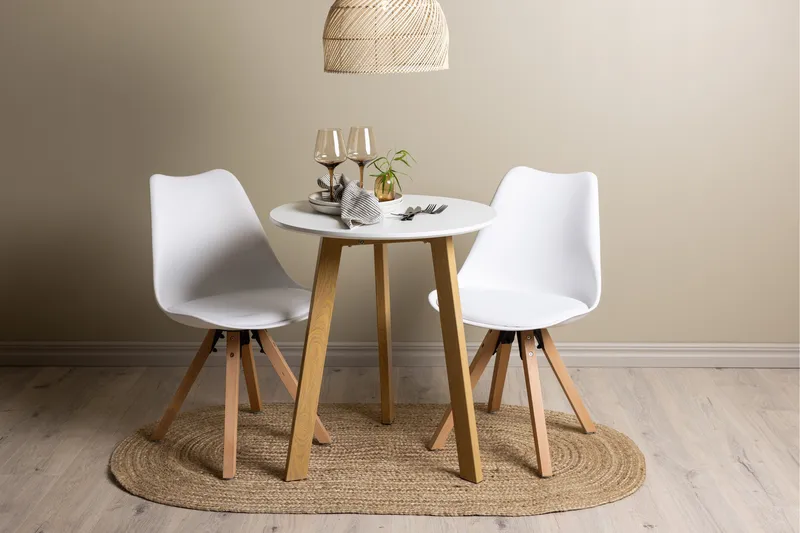 Leonora Matgrupp  65 cm Rund med 2 Zeno stolar - Vit - Möbler - Bord & matgrupper - Matgrupper