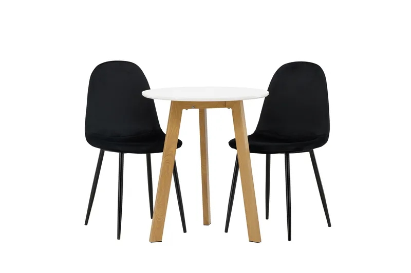 Leonora Matgrupp 65 cm Rund med 2 Polar stolar, Svart