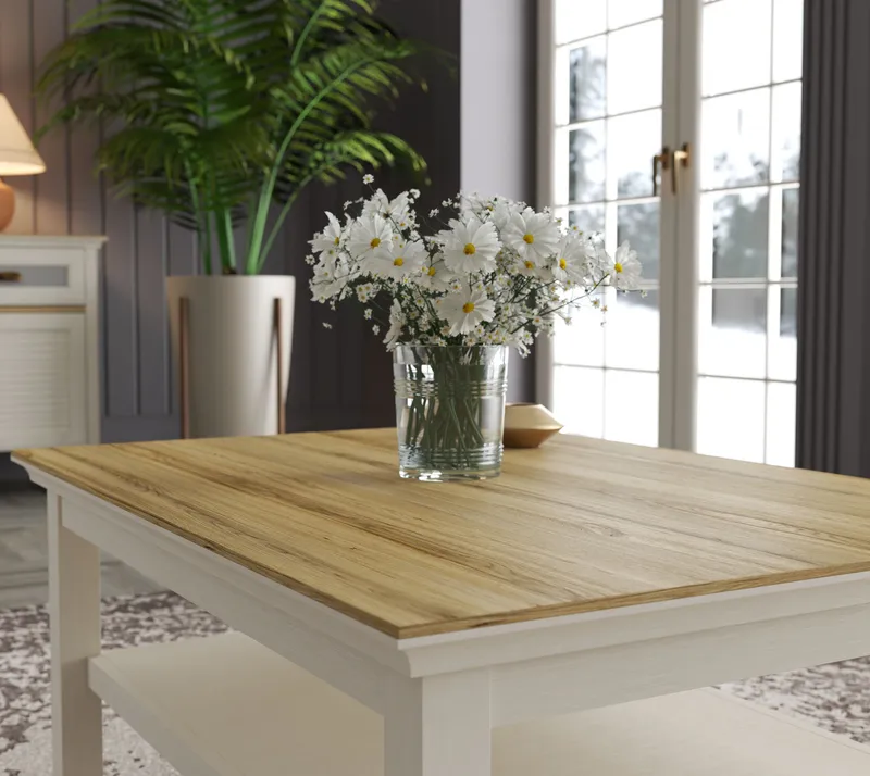 Letira Soffbord 100 cm - Krämfärgad, ek och grå - Möbler - Bord & matgrupper - Soffbord