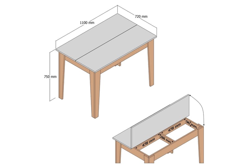 Levents Matbord 110x72 cm Brun/Svart - Hanah Home - Möbler - Bord & matgrupper - Matbord & köksbord