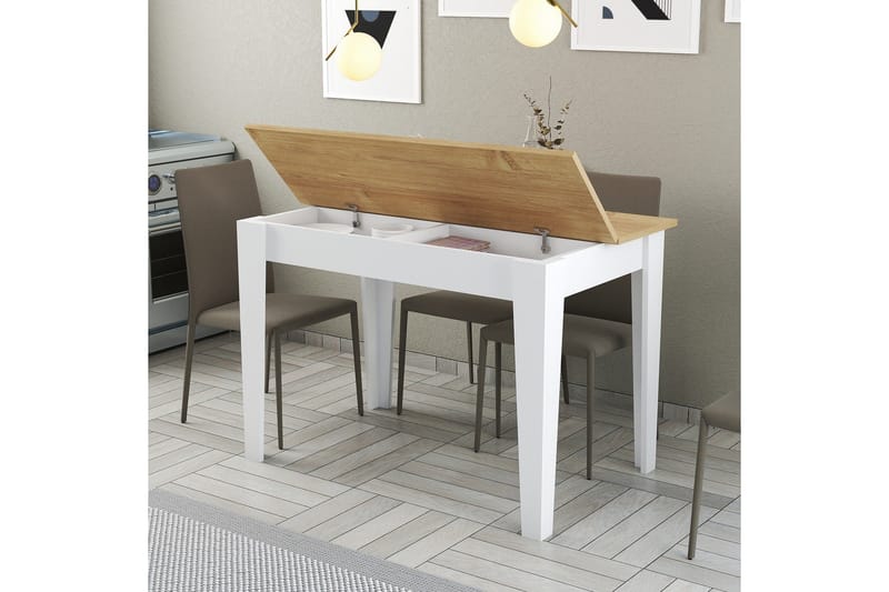 Levents Matbord 110x72 cm Vit/Brun - Hanah Home - Möbler - Bord & matgrupper - Matbord & köksbord