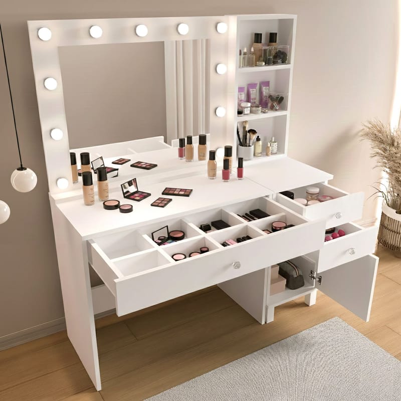 Levio Sminkbord 125,4x147x44,5 cm - Vit - Möbler - Bord & matgrupper - Sminkbord & toalettbord