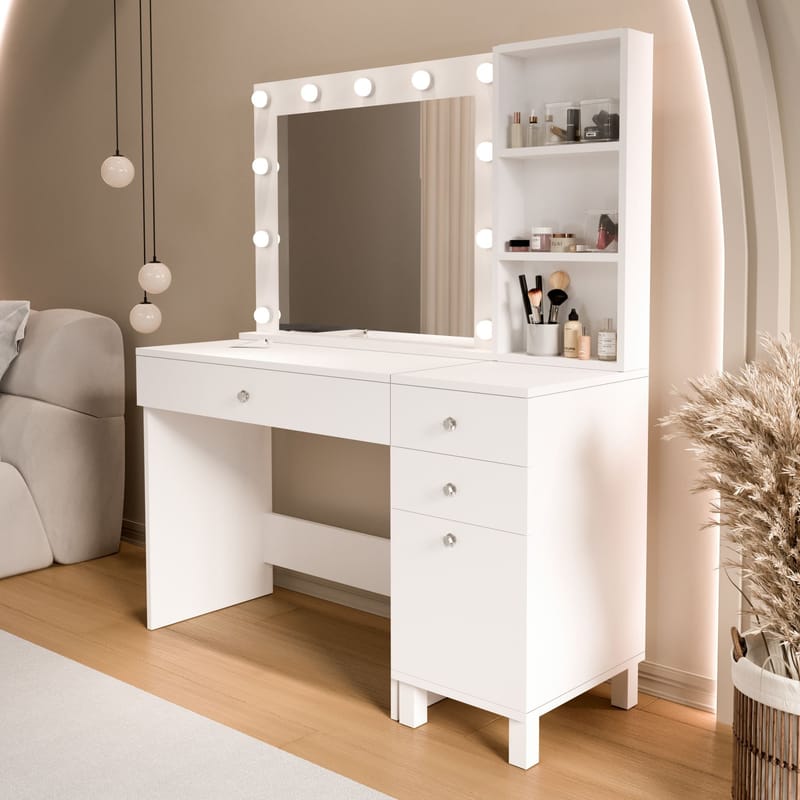 Levio Sminkbord 125,4x147x44,5 cm - Vit - Möbler - Bord & matgrupper - Sminkbord & toalettbord