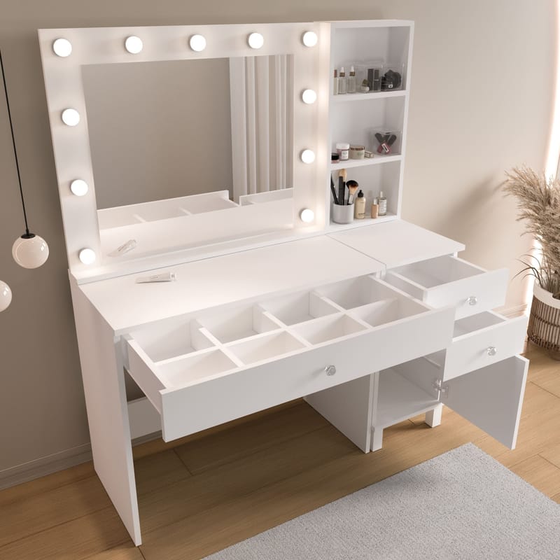 Levio Sminkbord 125,4x147x44,5 cm - Vit - Möbler - Bord & matgrupper - Sminkbord & toalettbord