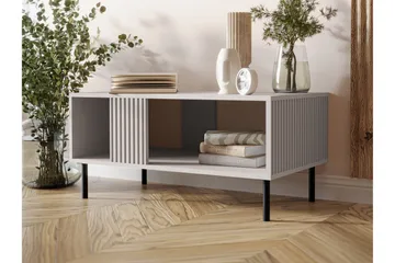 Lionel 92 cm Rektangulärt Soffbord med Hyllor i Målat Trä - Beige - Möbler - Bord & matgrupper - Soffbord