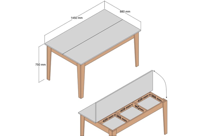Lissione Matbord 145x88 cm Vit - Hanah Home - Möbler - Bord & matgrupper - Matbord & köksbord