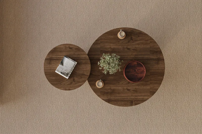 Lorricus Soffbord 70 cm Rund - Valnöt Och Travertin - Möbler - Bord & matgrupper - Soffbord