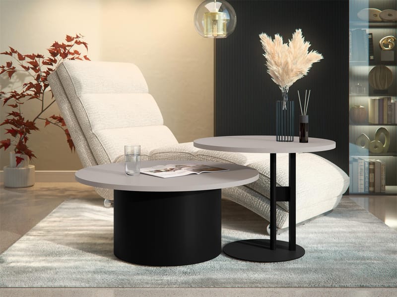 Lorvyn Satsbord rund 58/75 cm - Beige, svart - Möbler - Bord & matgrupper - Soffbord