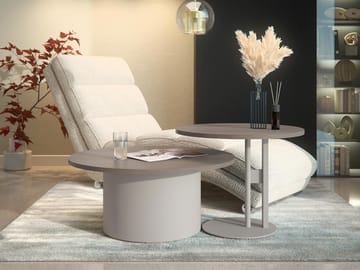 Lorvyn Satsbord rund 58/75 cm - Beige och ljusbrun - Möbler - Bord & matgrupper - Soffbord