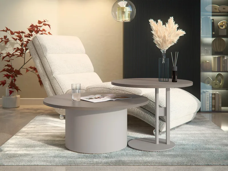 Lorvyn Satsbord rund 58/75 cm - Beige och ljusbrun - Möbler - Bord & matgrupper - Soffbord