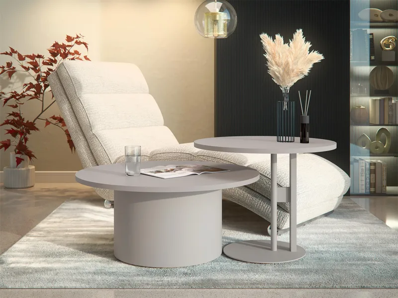 Lorvyn Satsbord rund 58/75 cm - Beige - Möbler - Bord & matgrupper - Soffbord