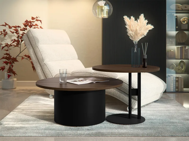 Lorvyn Satsbord rund 58/75 cm - Brun, svart - Möbler - Bord & matgrupper - Soffbord