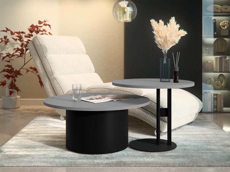 Lorvyn Satsbord rund 58/75 cm - Grå, svart - Möbler - Bord & matgrupper - Soffbord