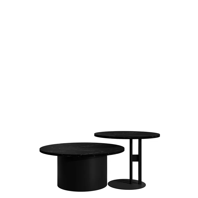 Lorvyn Satsbord rund 58/75 cm - Svart marmor - Möbler - Bord & matgrupper - Soffbord