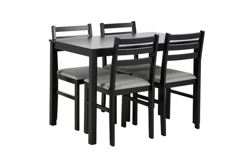 Lumino Matgrupp 110 cm + 4 st Matstolar, Svart