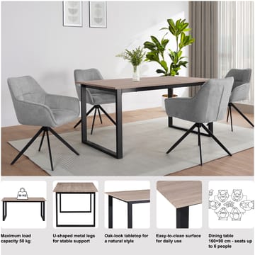 Luton Matbord 160x90 cm - Ek och svart - Möbler - Bord & matgrupper - Matbord & köksbord