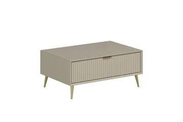 Luxe 90 cm Rektangulärt Soffbord med Lådor i Trä - Beige - Möbler - Bord & matgrupper - Soffbord