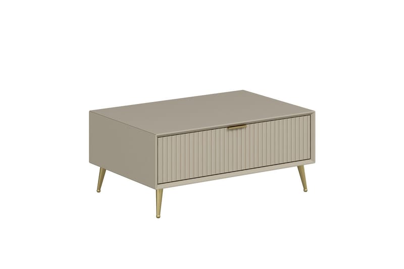 Luxe 90 cm Rektangulärt Soffbord med Lådor i Trä - Beige - Möbler - Bord & matgrupper - Soffbord